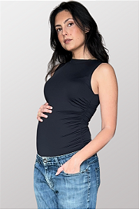Body Gestante Poliamida Duplo Paula Preto