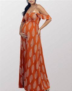vestido gestante longo estampado