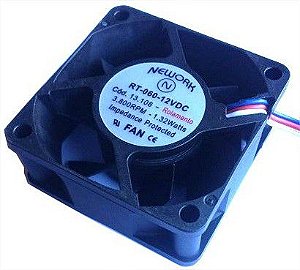 Cooler Nework	12V	RT-060	13.108	60x60x25mm ROLAMENTO	Amp.:	0,13	RPM:	3800 - 602512R