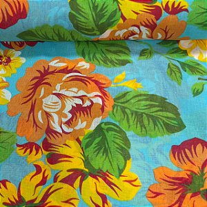 Chita Maxi Floral Fundo PIscina Flores Laranja
