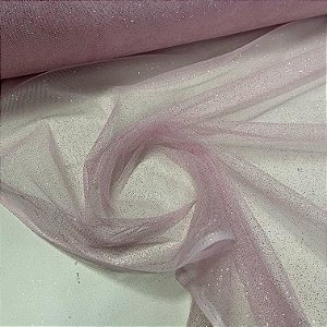 Tule Com Glitter Rosa Bebê