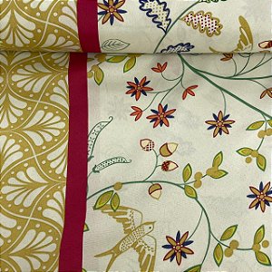 Oxford Estampado Barrado com Floral Colorido