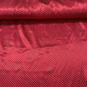 Cetim Estampado Fundo Vermelho Poá Miúdinho Branca
