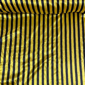 Cetim Estampado Listrado Amarelo e Preto
