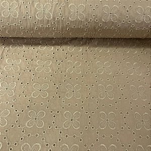 Laise Bordada Bege Borboletas