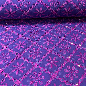 Laise Bicolor Bordada Roxo Sob Rosa