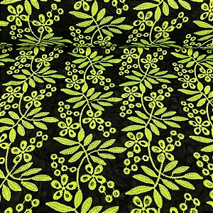 Laise Bicolor Bordada Preto com Bordado Neon