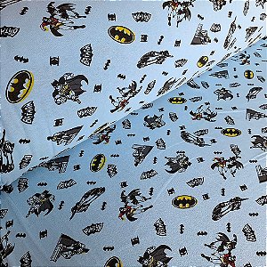 Malha de Algodão Estampada Batman Azul