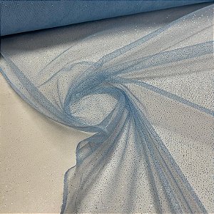Tule com Glitter Azul Bebê