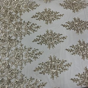 Tule Bordado Spangle Shine Begê