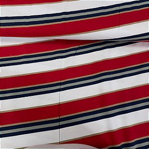 Viscose Estampada Listrado Vermelho, Branco com Cinza