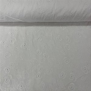 Laise Bordada Off White Folhagens Delicada