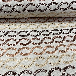 Linho com Viscose Bordado Diagonal Bege