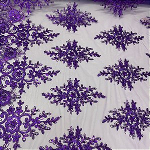 Tule Bordado Spangle Shine Lilás