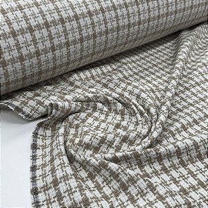 Lã Tweed Bege e Branco Pesada