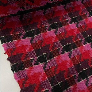 Lã Tweed Margrove Pink com Vermelho