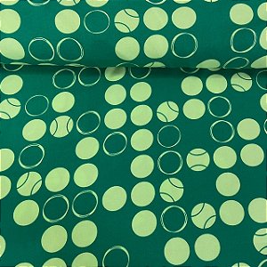 Viscose Estampada Fundo Verde com Bolinhas