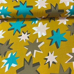 Viscose Estampada Estrelar Fundo Amarelo