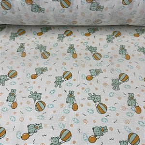 Fralda Dupla Estampada Bolas e Ursinhos - Unidade 0,80cm x 0,80cm