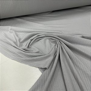 Malha Canelada De Viscose Cinza Claro