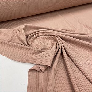 Malha Canelada De Viscose Bege Claro