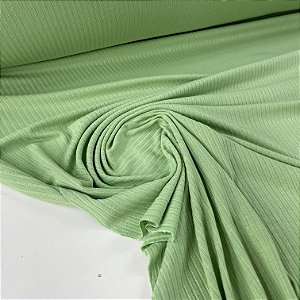 Malha Canelada De Viscose Verde Maçã