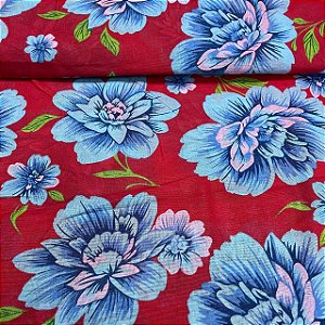 Chita Maxi Floral Azul Fundo Vermelho