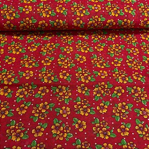 Chita Mini Floral Fundo Vermelho