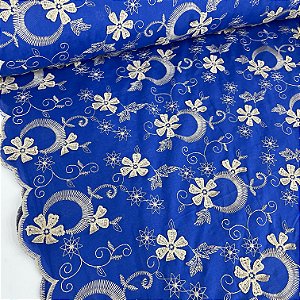 Layse Bordada Barrada 3D Azul Royal