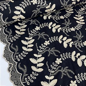 Layse Bordada Barrada 3D Preto