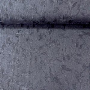 Laise Bordada Preto Folhagem