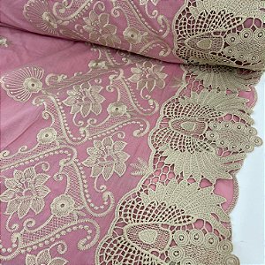 Layse Bordado Barrado Rosa Antigo