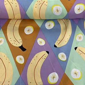 Oxford Estampado Geométrico Colorido com Banana