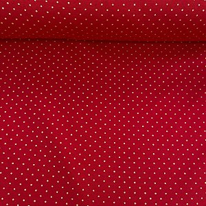 Tricoline Estampada de Natal Fundo Vermelho com Poá Dourado