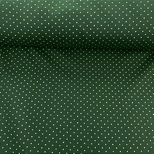 Tricoline Estampada de Natal Fundo Verde com Poá Dourado