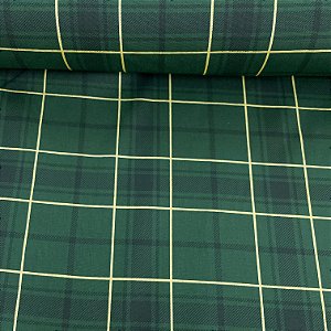 Tricoline Estampada de Natal Fundo Verde Xadrez