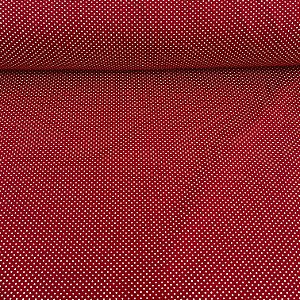 Tricoline Estampada Bahamas Fundo Vermelho Com Poa Miúdinho Branco