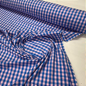 Tricoline Fio 40 Galles Xadrez Azul e Rosa
