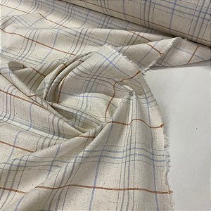 Tecido Natural Camisaria Luhi Linho e Algodao Xadrez Misto