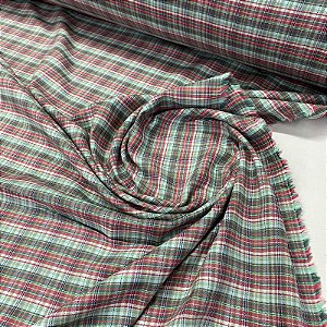 Tricoline Fio Tinto Oxford Xadrez Verde e Vermelho