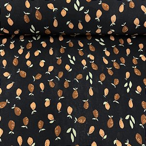 Liganete Estampada Fundo Preto com Frutinhas