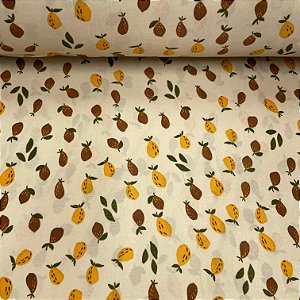 Liganete Estampada Fundo Amarelo Bebê com Frutinhas