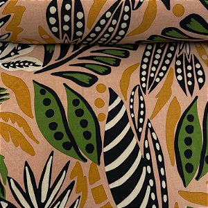 Liganete Estampada Fundo Bege com Floral Colorido