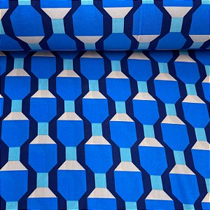 Liganete Estampada Geométrico Azul