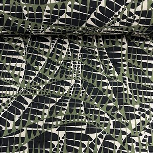 Liganete Estampada Grafismo Verde com Preto