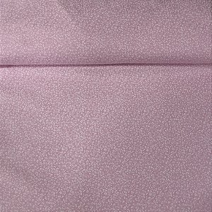 Tricoline Estampada Bahamas Fundo Rosa Com Raminhos e Plantinhas Brancas