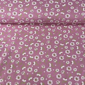 Tricoline Estampada Bahamas Fundo Rosa Com Margaridas