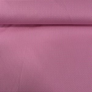 Tricoline Estampada Bahamas Fundo Rosa Com Poá Miudinho Branco