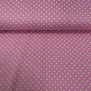 Tricoline Estampada Bahamas Fundo Rosa Com Poá Bege