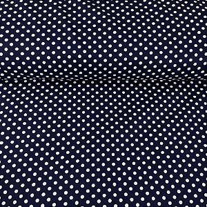 Tricoline Estampada Bahamas Azul Escuro Com Poá Branco